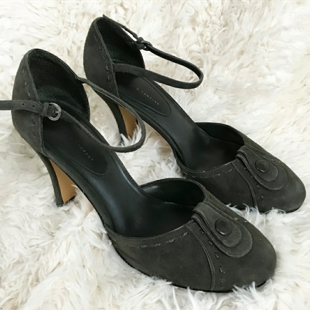 NINE WEST Green Suede Leather Ankle Strap Heels